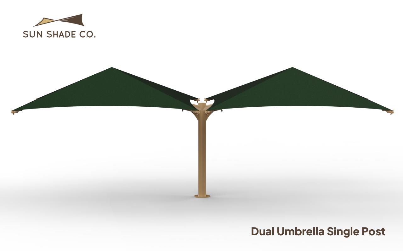 Pick the Perfect Outdoor Umbrella Size Dual Umbrella Single Post by Sun Shade Co.