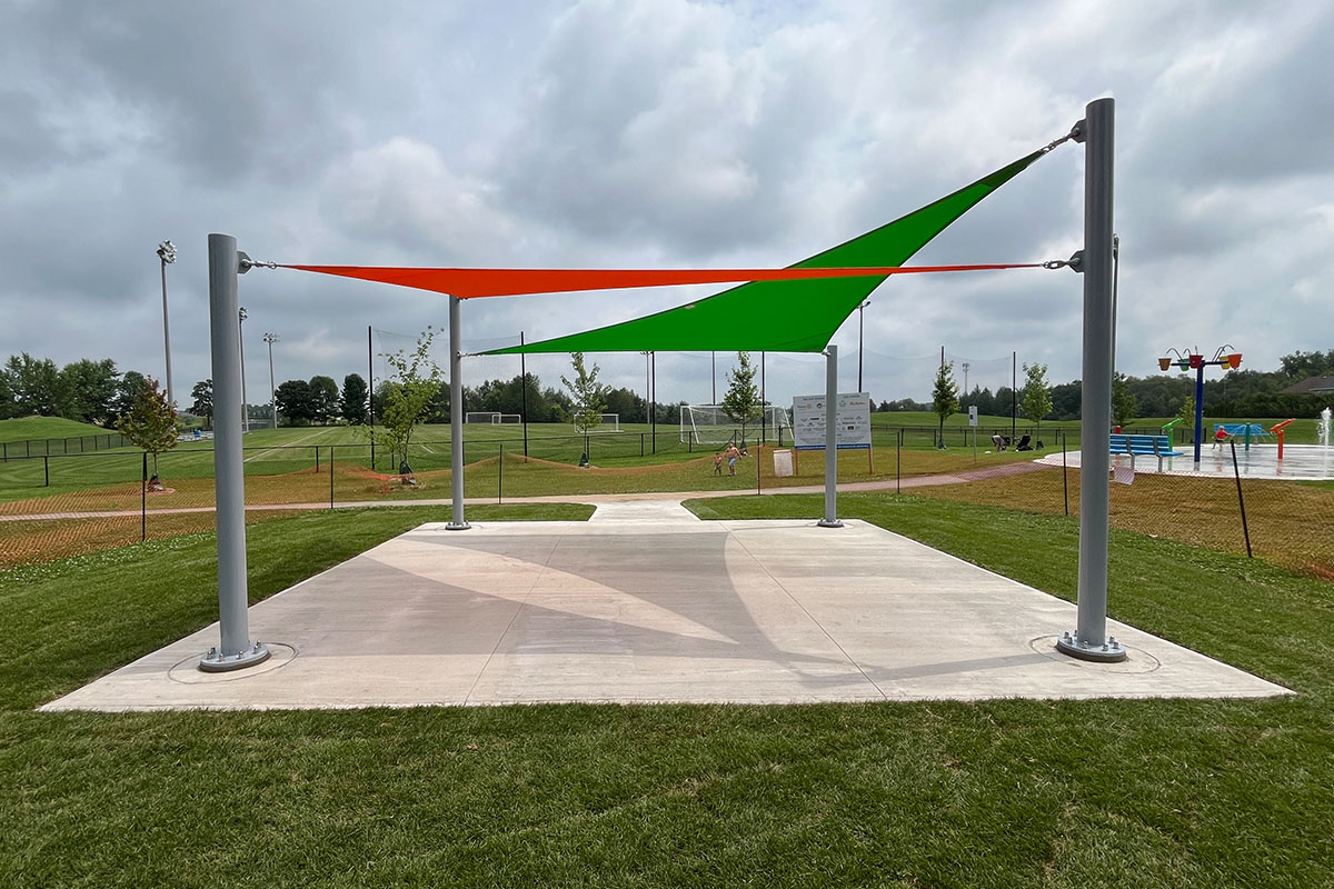 Shade Structures Improve Outdoor Spaces: 3-Post Super Shade Triangle by Sun Shade Co