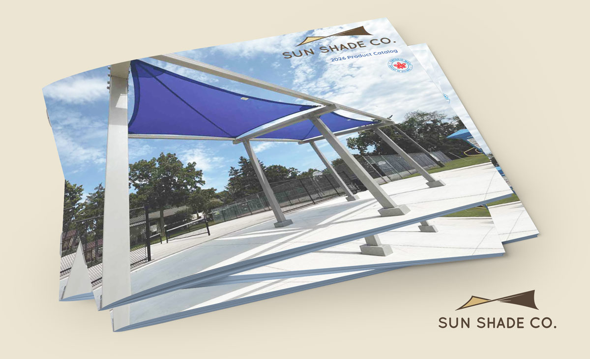 2026 Product Catalog, Shade Sails by Sun Shade Co., Parasol Shade Series, Super Shade Series, Steel Shade Series, Horizon Shade Series, Outdoor Classrooms Series, Daycares & Schools, Municipalities & Cities, Commercial, Residential, Ontario-made shade solutions designed for durability, style, and performance.